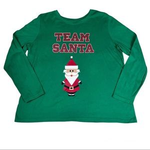 Jammies For Your Families T-Shirt Women’s XL Santa Long Sleeve Green Christmas